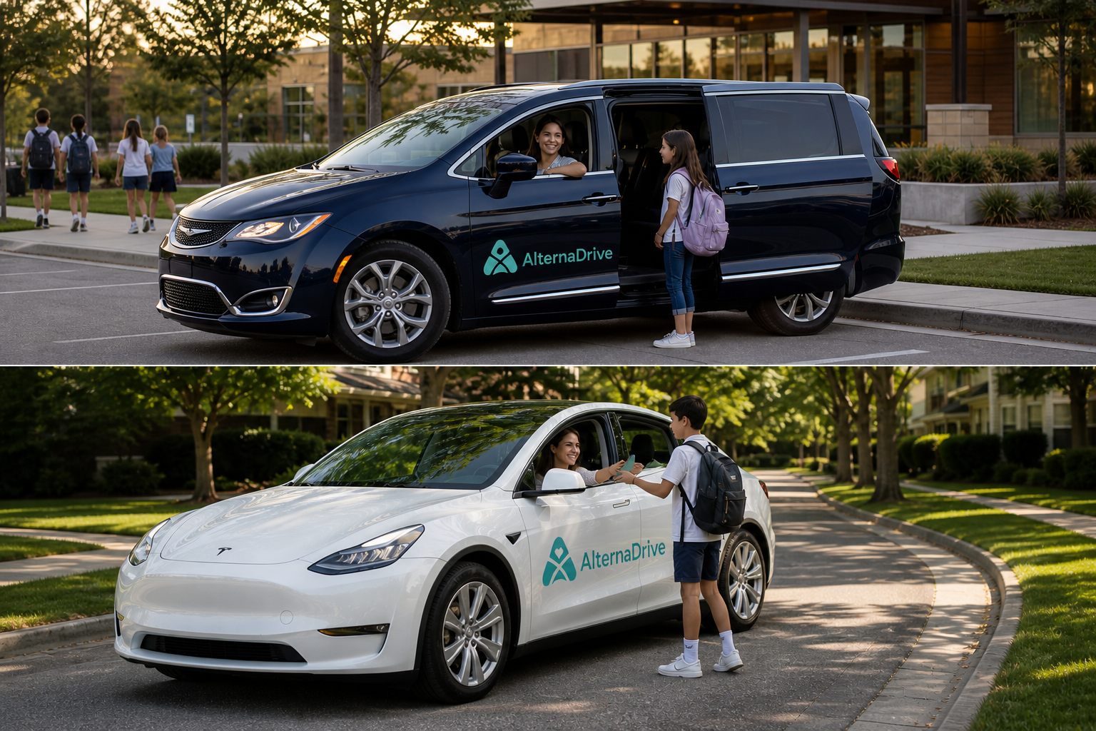 AlternaDrive fleet vehicles transporting students for school events and activities