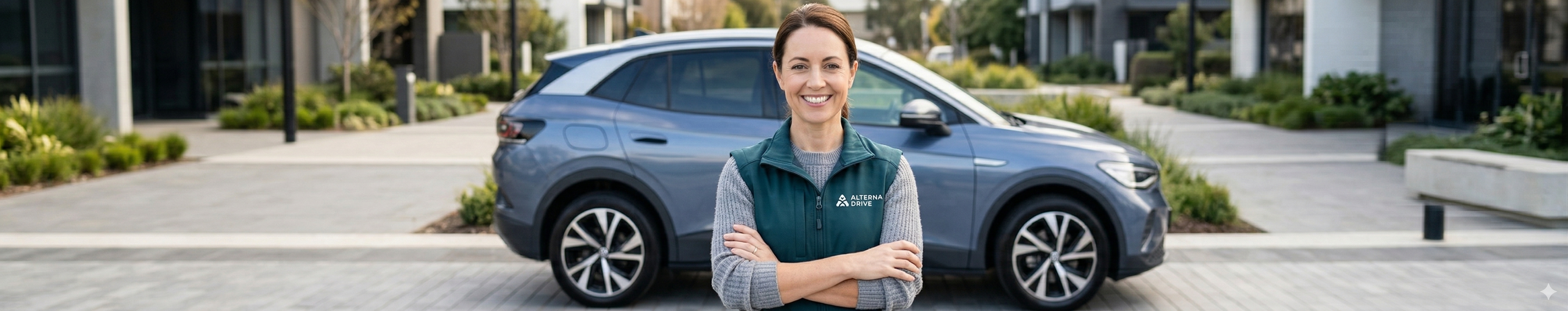 Happy child wearing a seatbelt in a modern vehicle